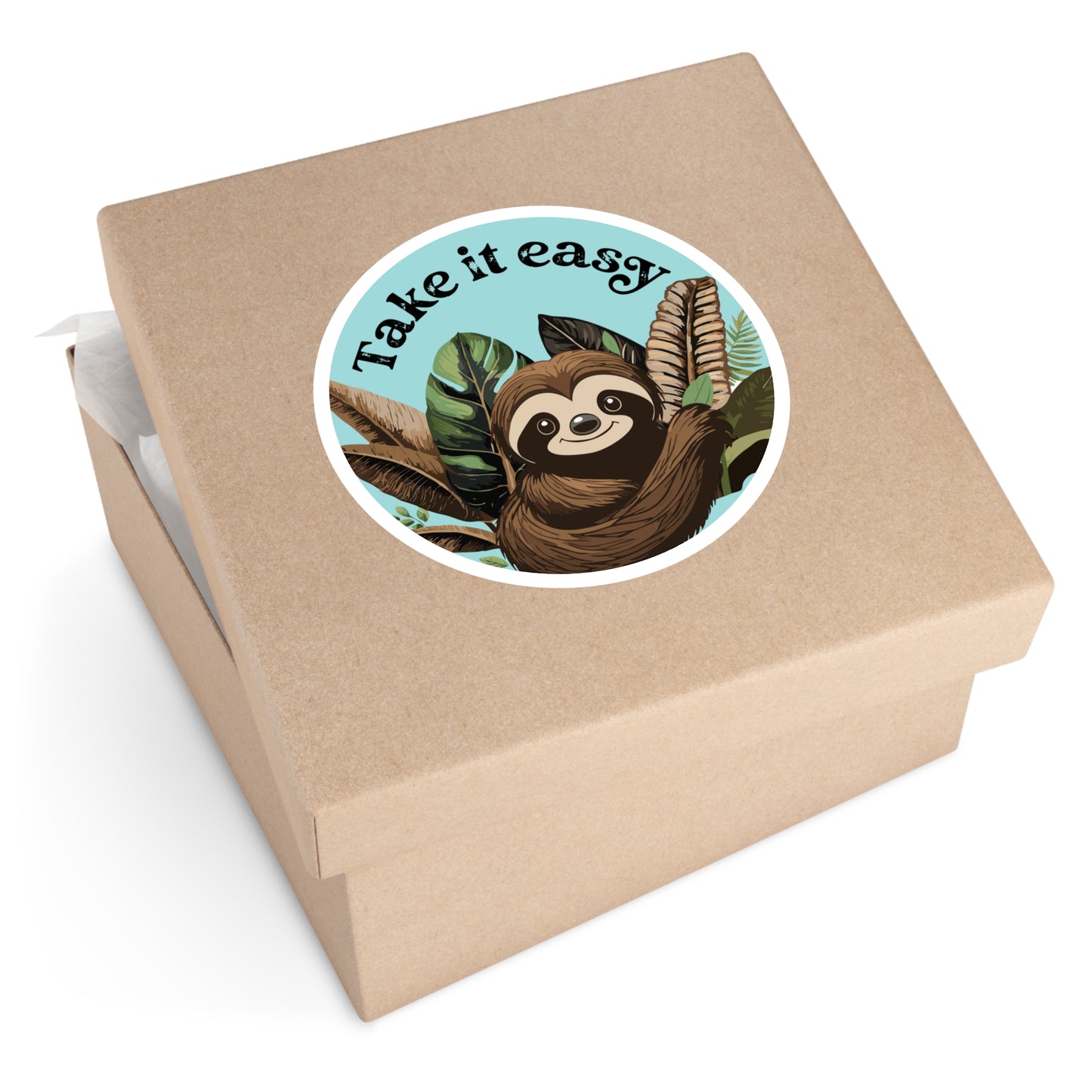 Take It Easy Sloth Indoor\Outdoor Round Vinyl Decal