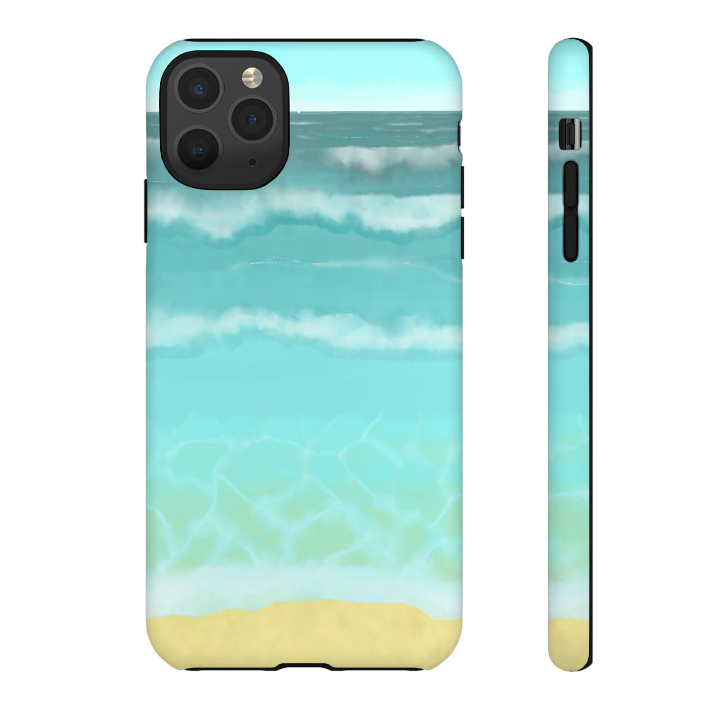 Shoreline Watercolor Ocean Beach Tough Phone Case, Summer Smartphone Cover