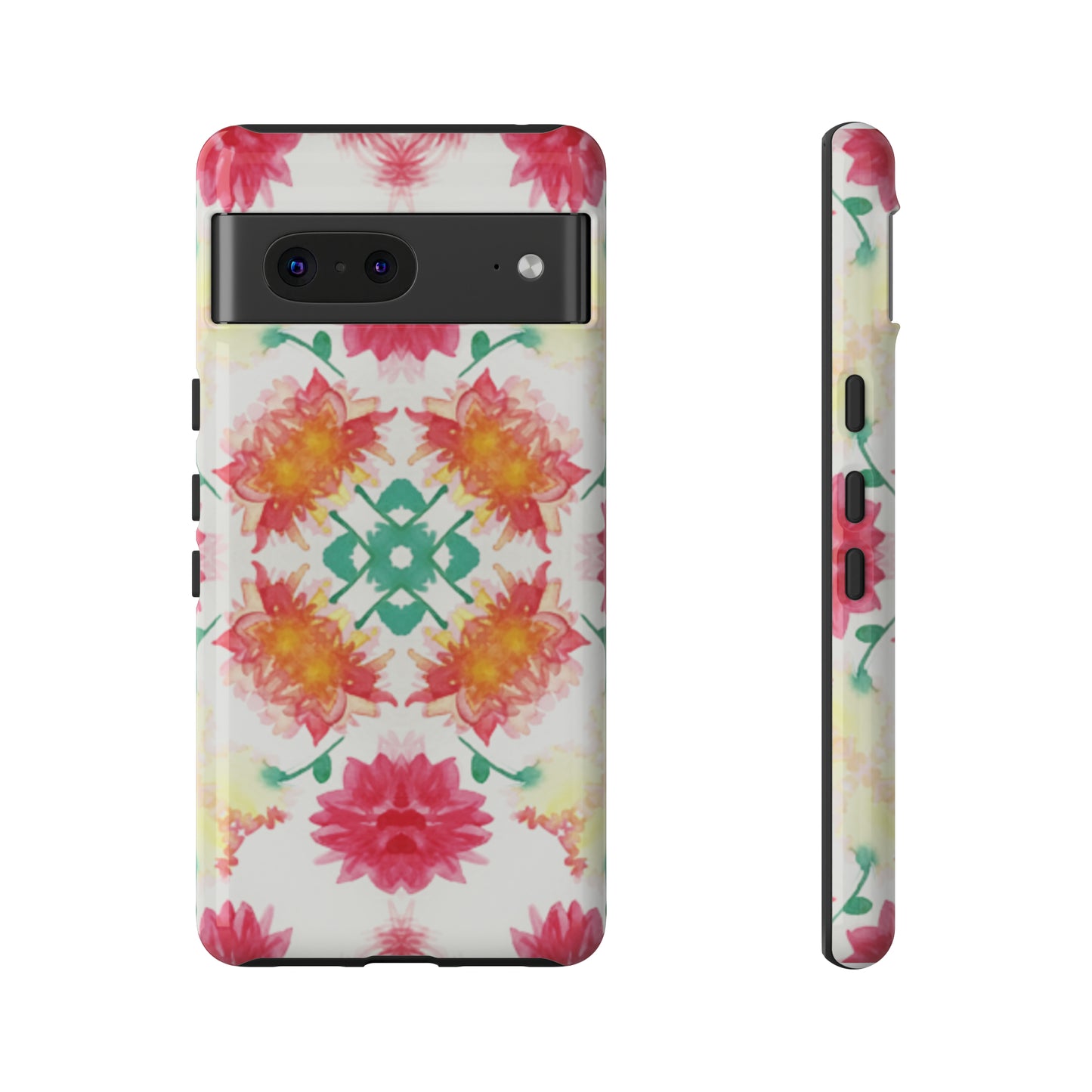 Sweet Magnolia Watercolor Tough Phone Case, Pink/Red Floral Smartphone Cover