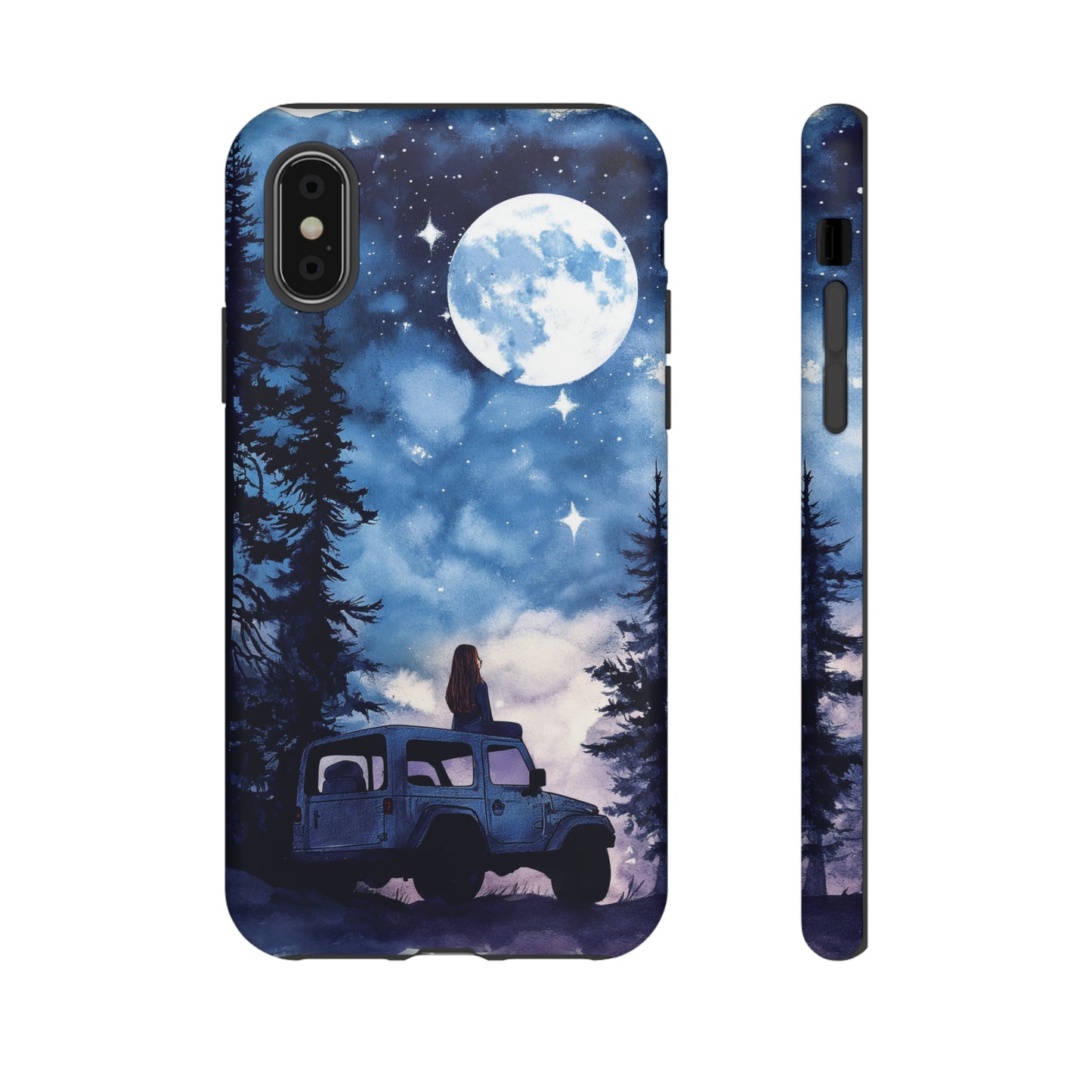 Forest Night Truck-Girl Traveler Watercolor Tough Phone Case