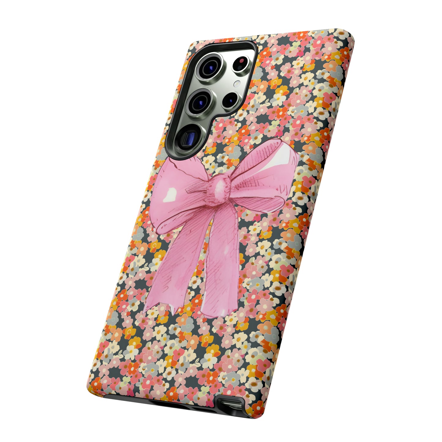 Pink Bow and Flower Pattern Collage Tough Phone Case