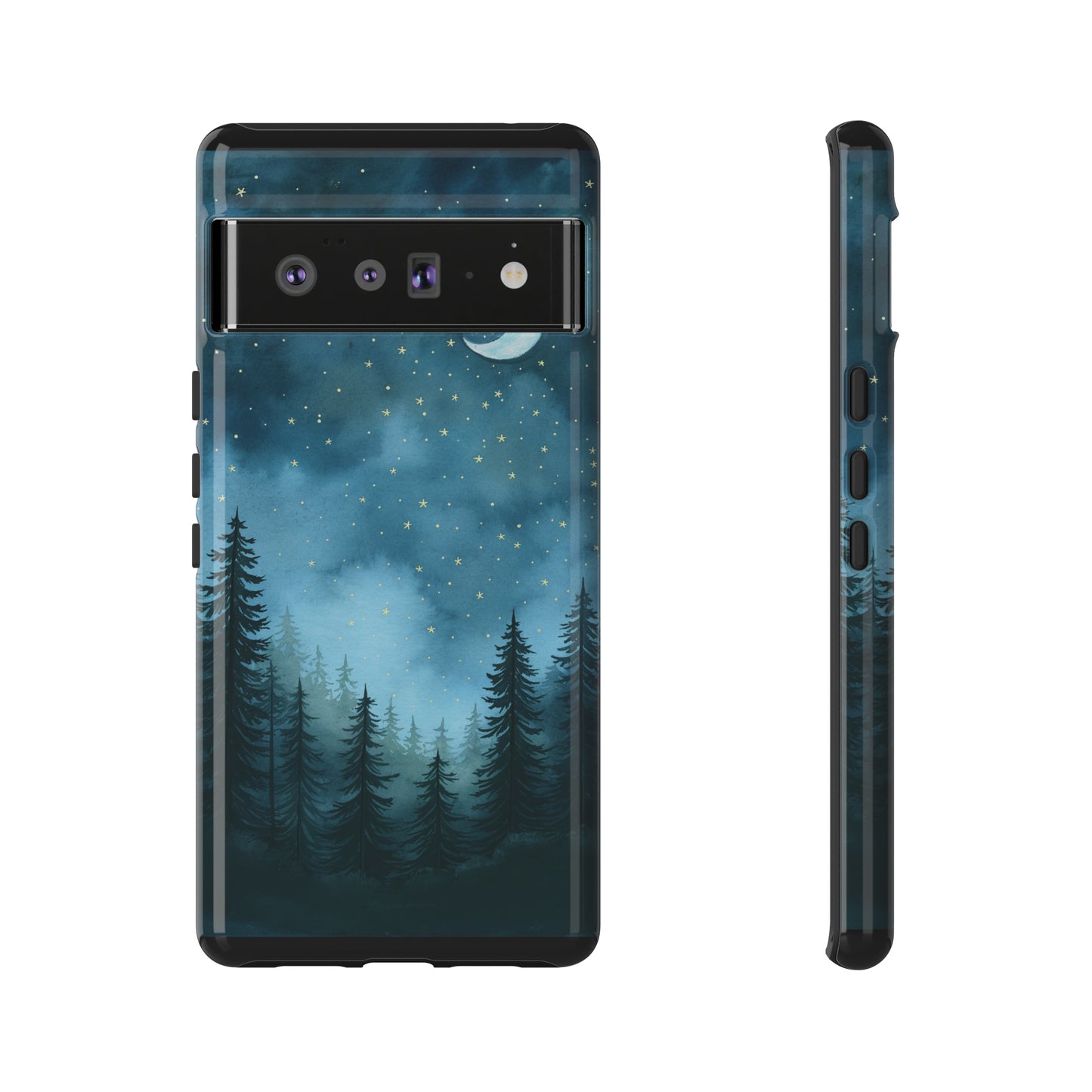 Forest Night Watercolor Tough Phone Case, Outdoors Smartphone Cover