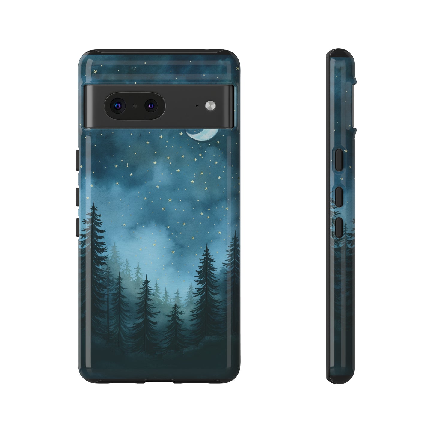 Forest Night Watercolor Tough Phone Case, Outdoors Smartphone Cover