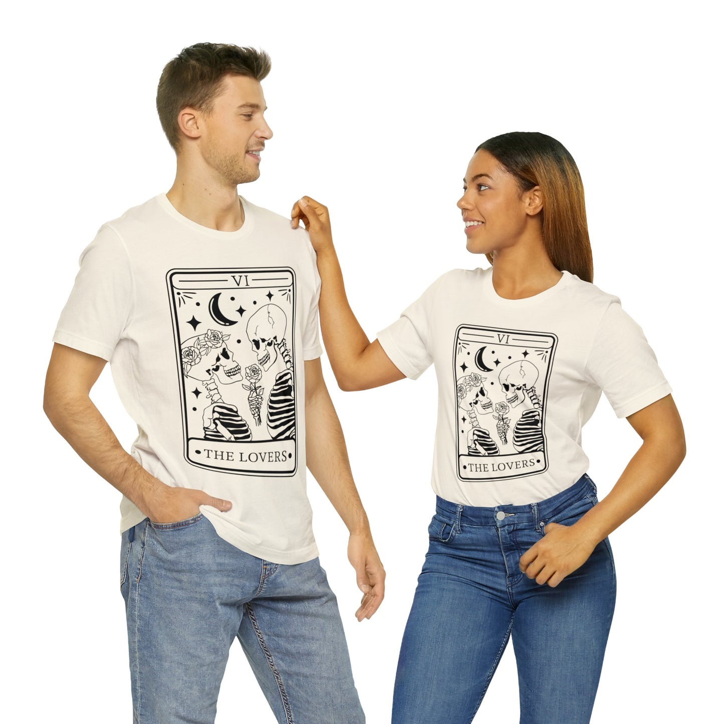 Skeleton Couple Tarot Card Unisex Jersey Short Sleeve Tee