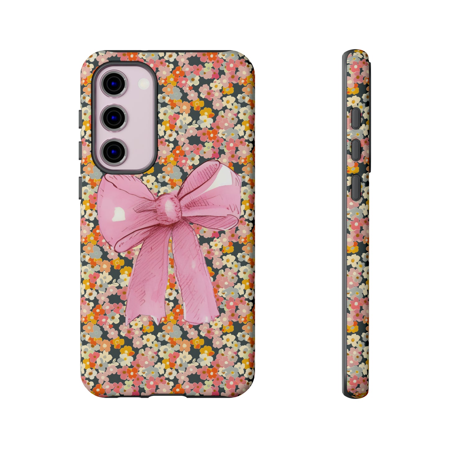 Pink Bow and Flower Pattern Collage Tough Phone Case