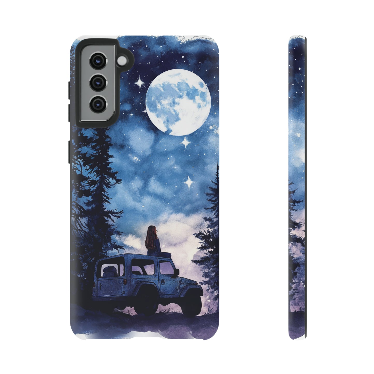 Forest Night Truck-Girl Traveler Watercolor Tough Phone Case