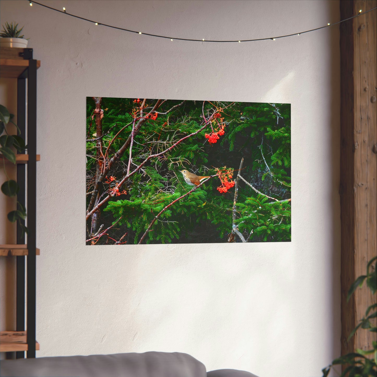 Vermont Forest Bird and Berries Matte Photo Poster