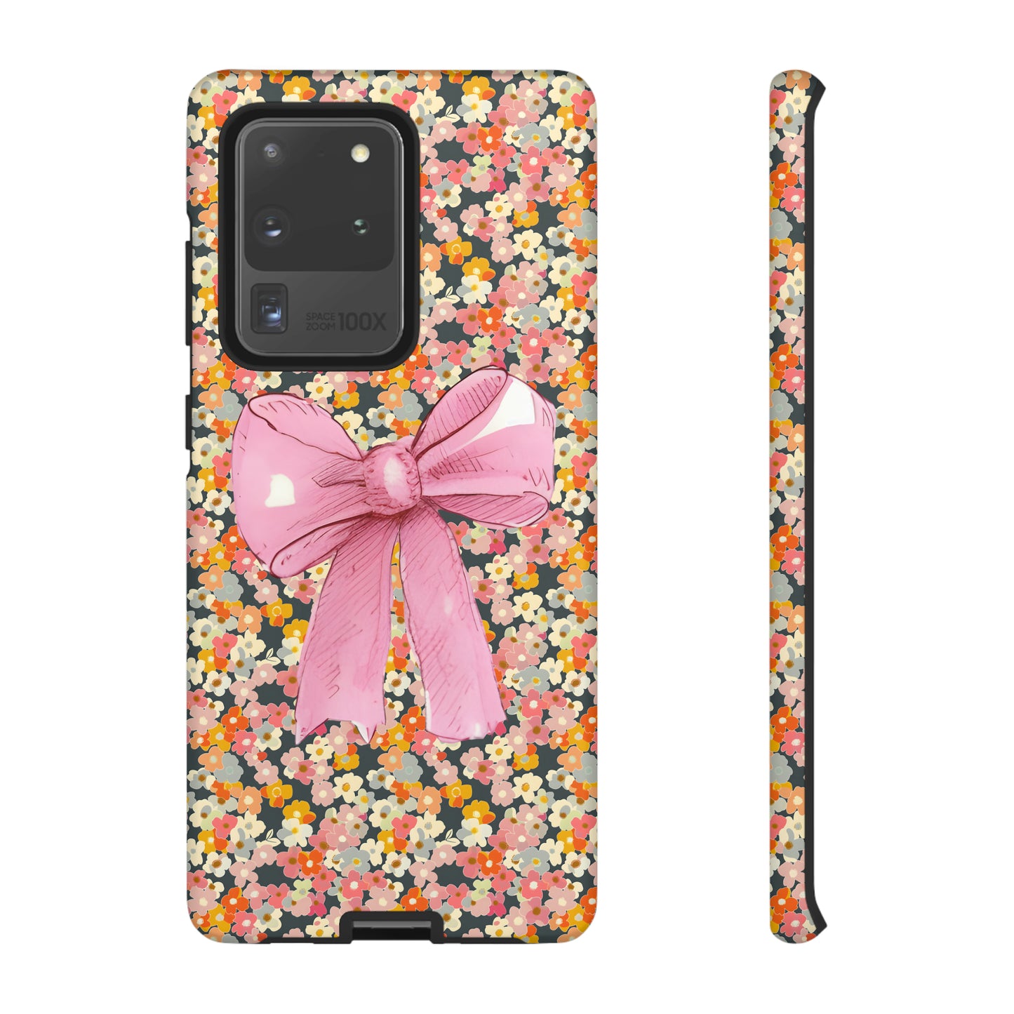 Pink Bow and Flower Pattern Collage Tough Phone Case