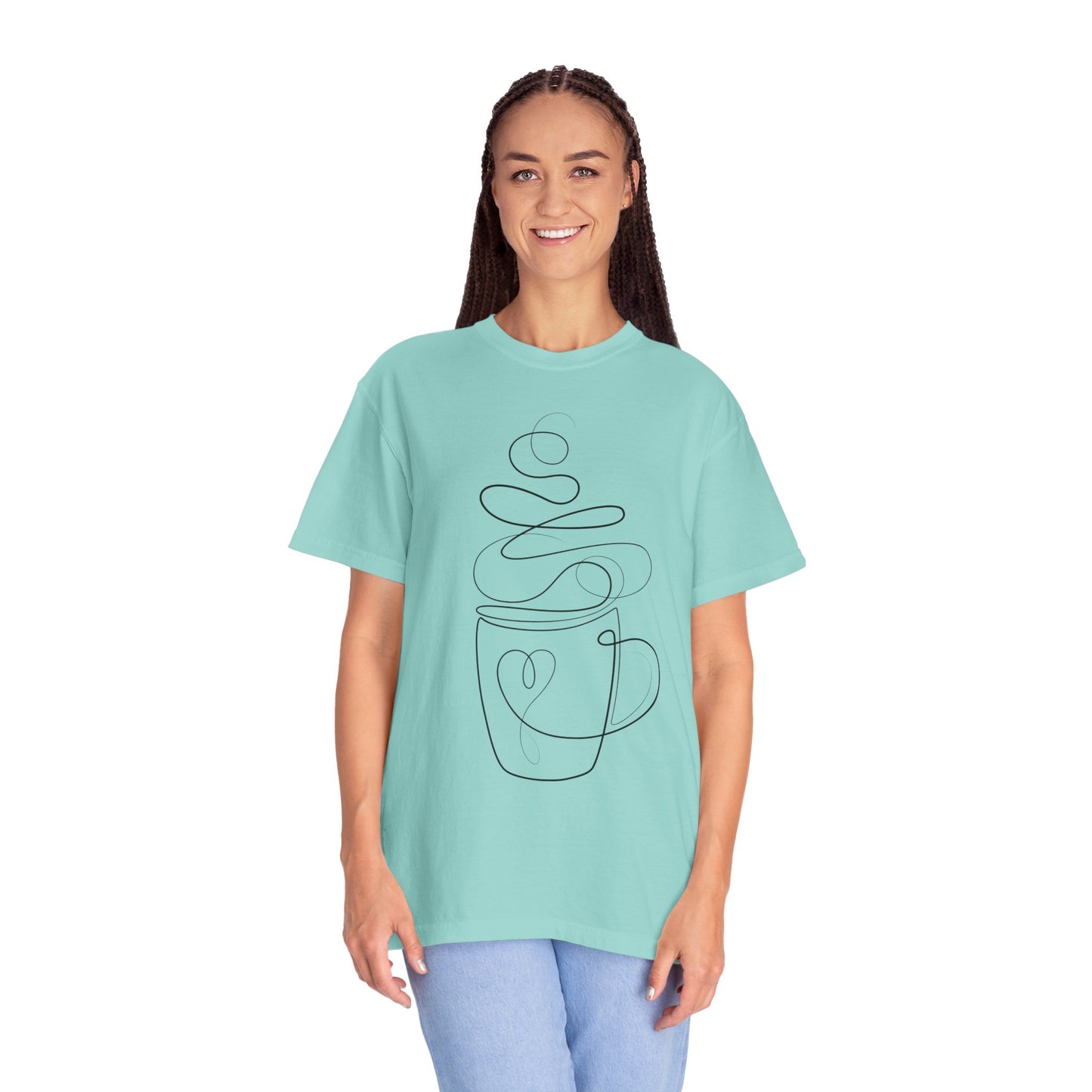 Coffee Cup Line Art Oversized Unisex T-Shirt