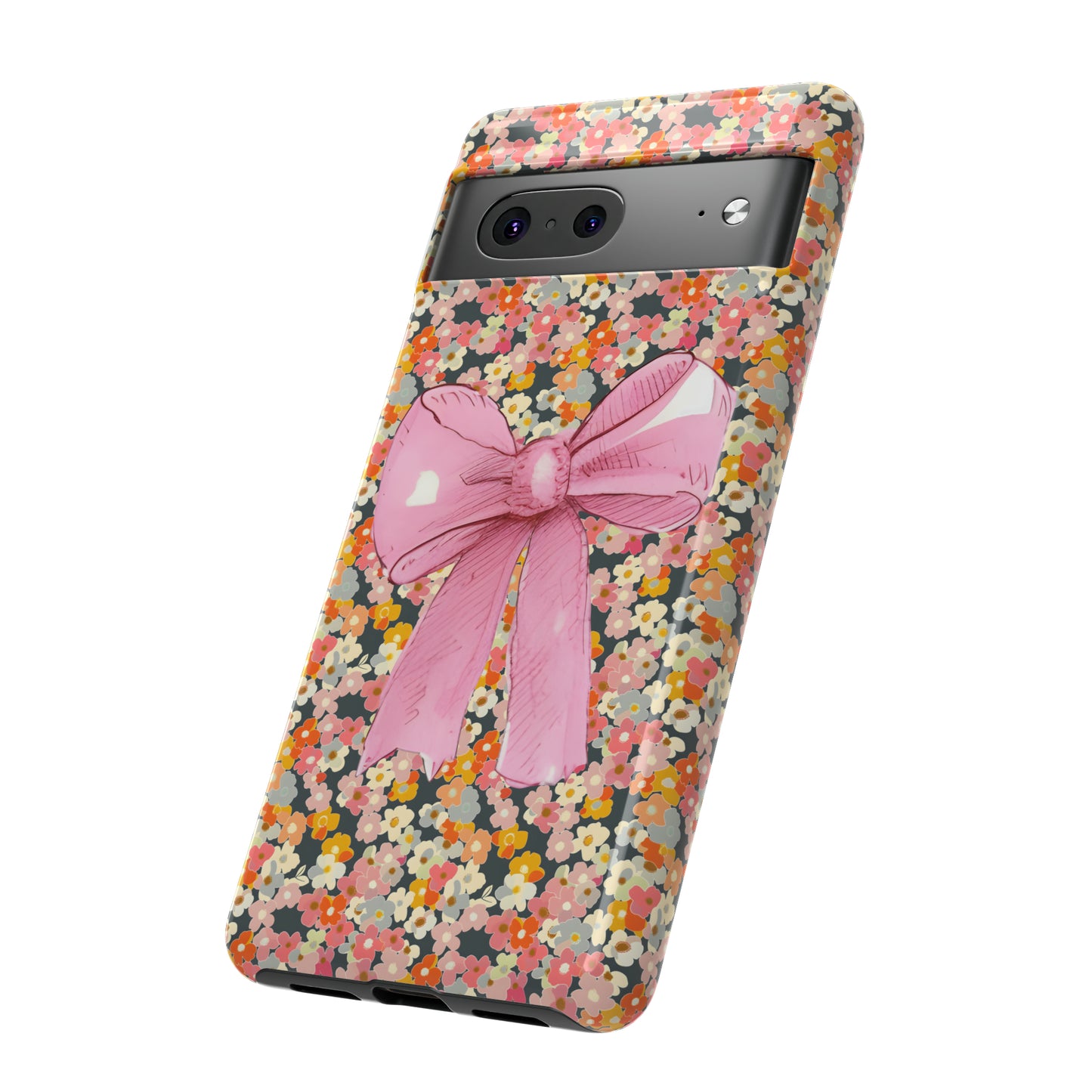 Pink Bow and Flower Pattern Collage Tough Phone Case