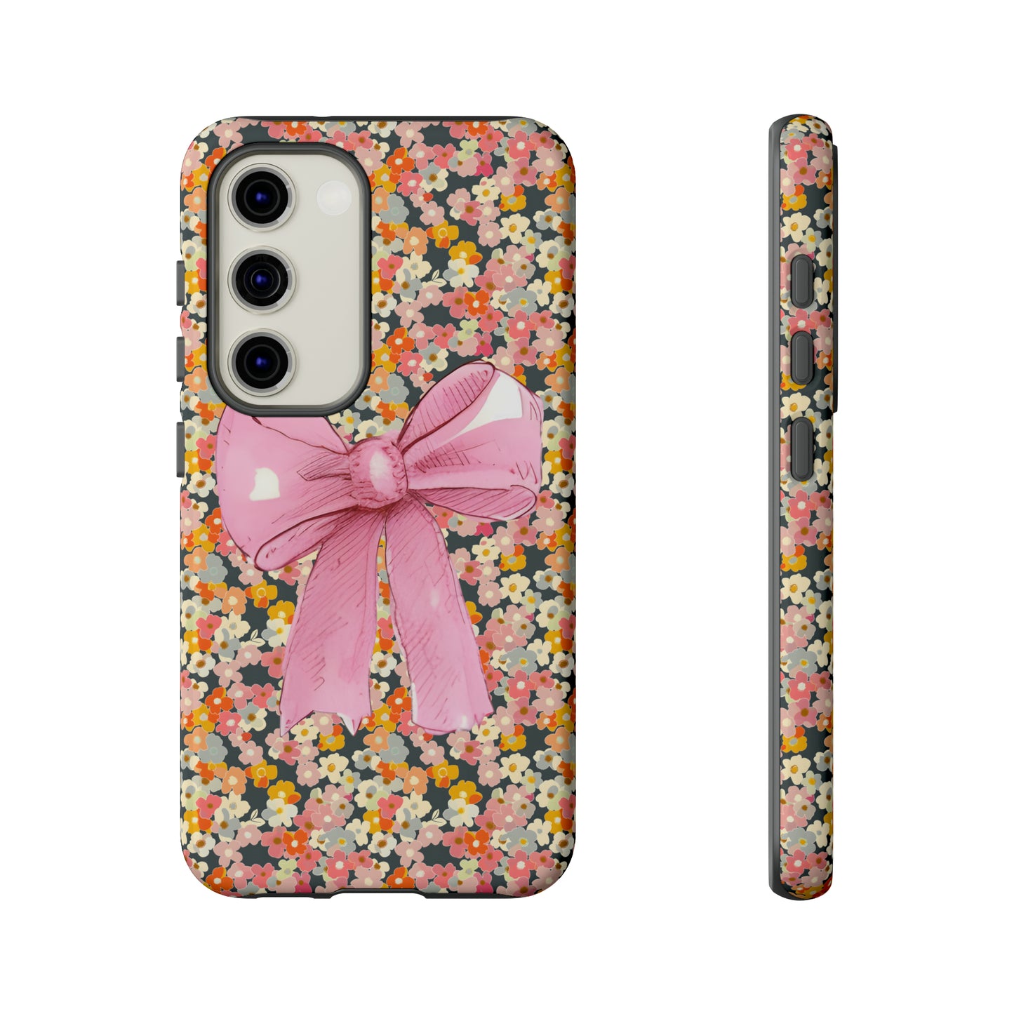 Pink Bow and Flower Pattern Collage Tough Phone Case