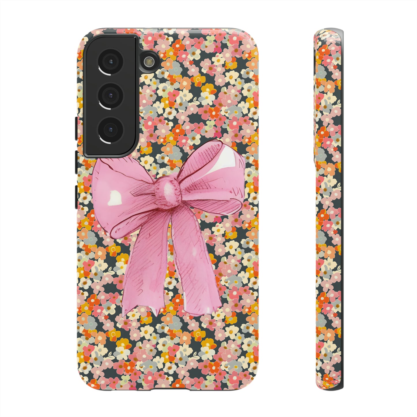 Pink Bow and Flower Pattern Collage Tough Phone Case