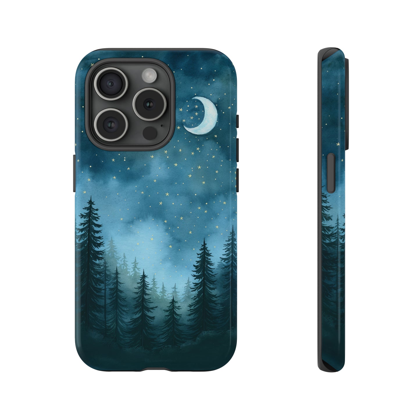 Forest Night Watercolor Tough Phone Case, Outdoors Smartphone Cover