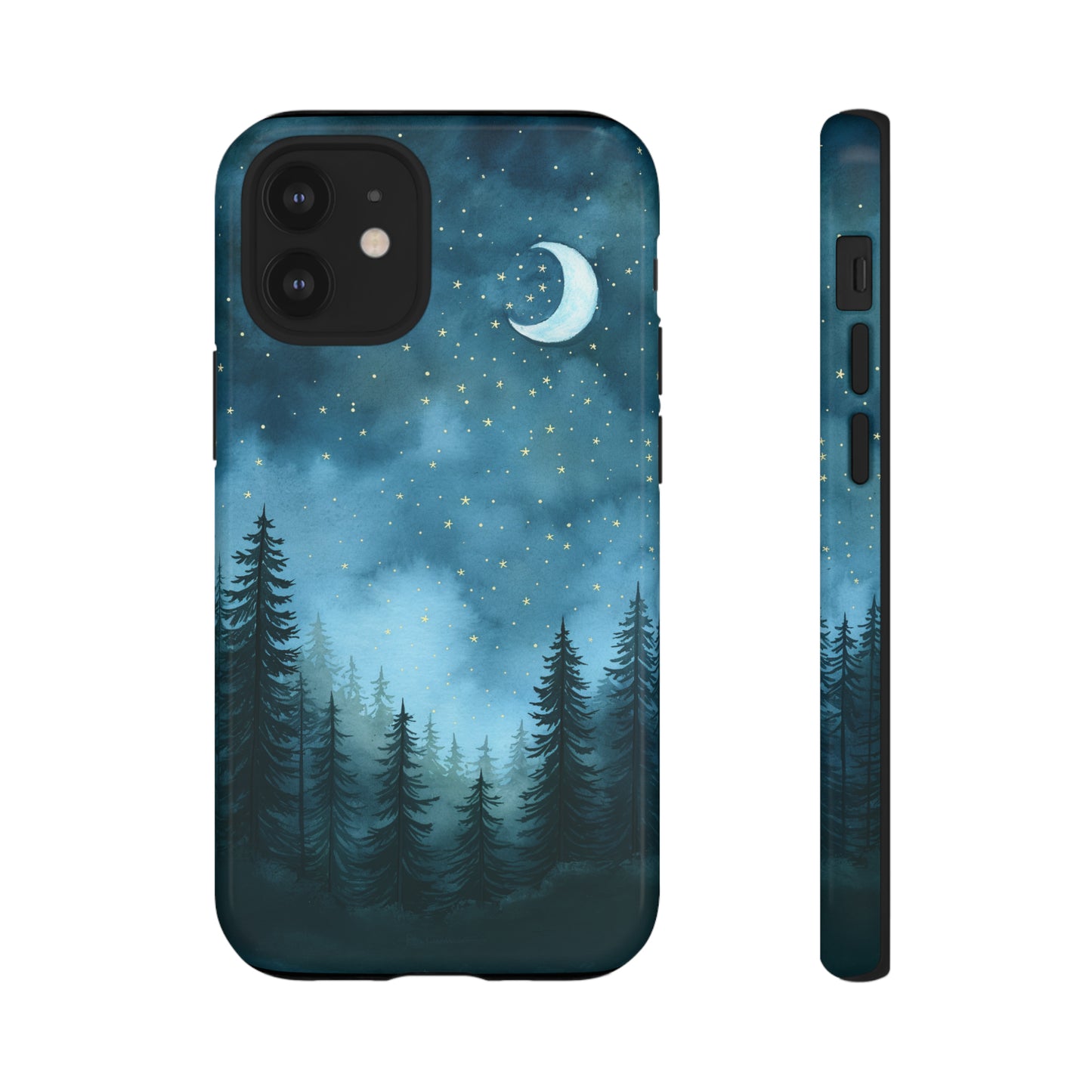 Forest Night Watercolor Tough Phone Case, Outdoors Smartphone Cover