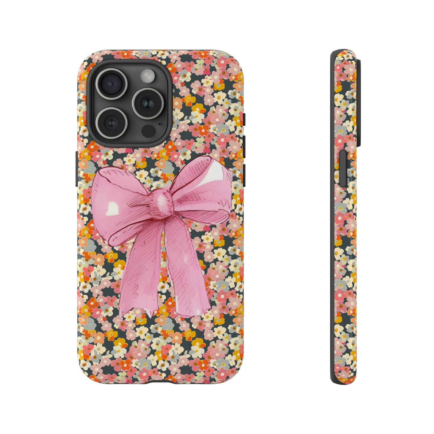 Pink Bow and Flower Pattern Collage Tough Phone Case