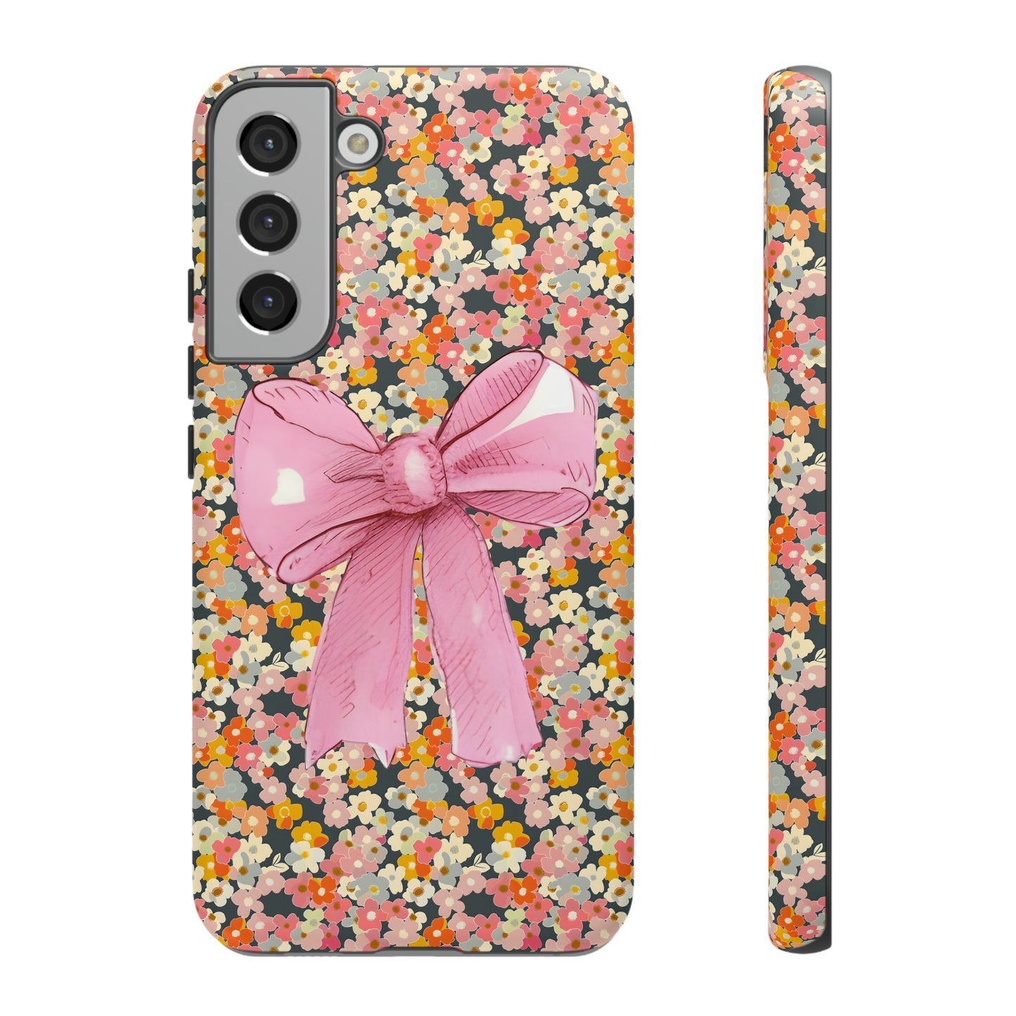 Pink Bow and Flower Pattern Collage Tough Phone Case