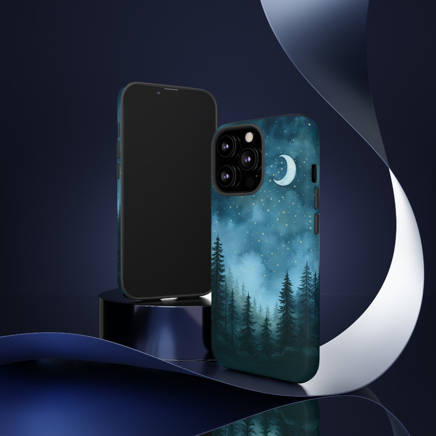 Forest Night Watercolor Tough Phone Case, Outdoors Smartphone Cover