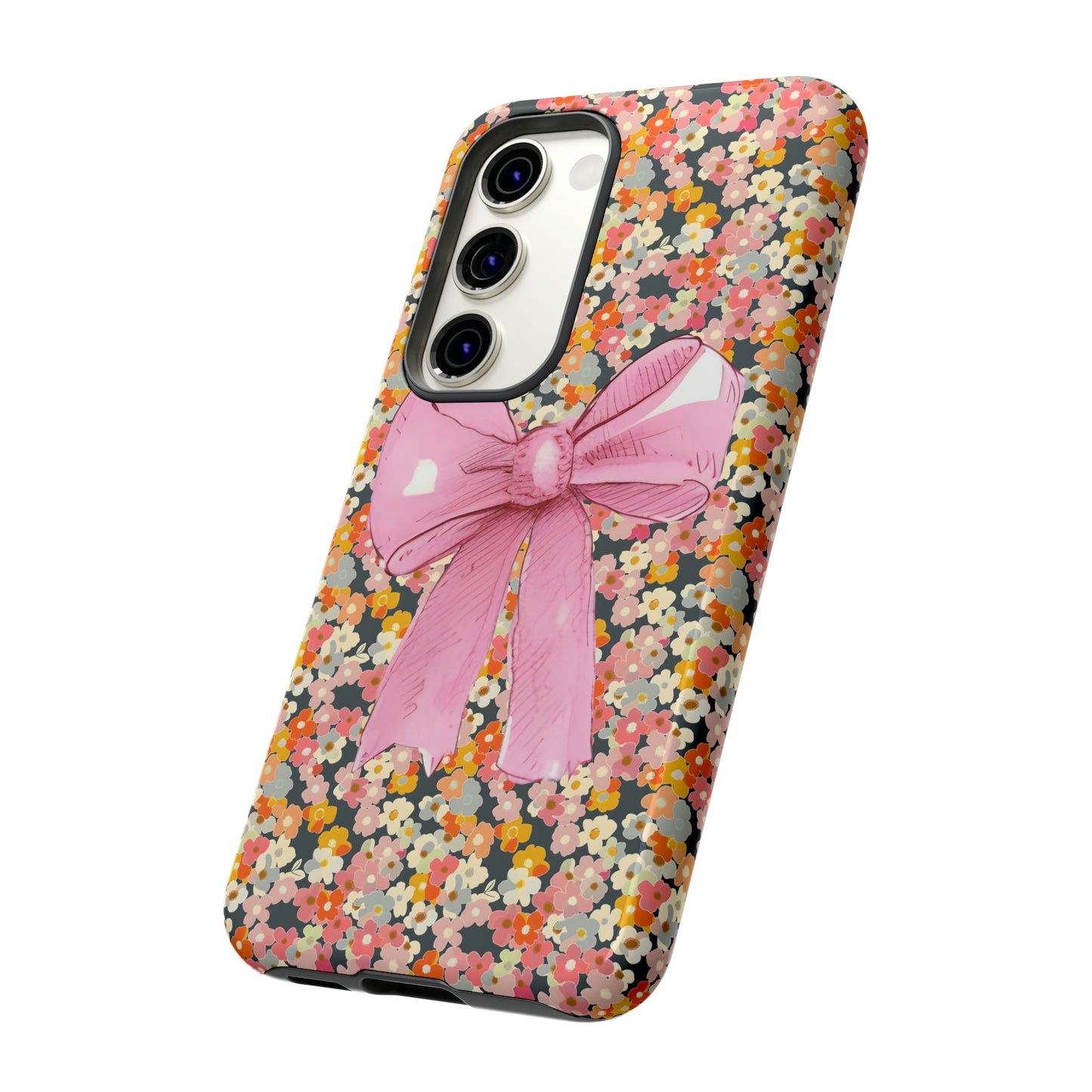 Pink Bow and Flower Pattern Collage Tough Phone Case