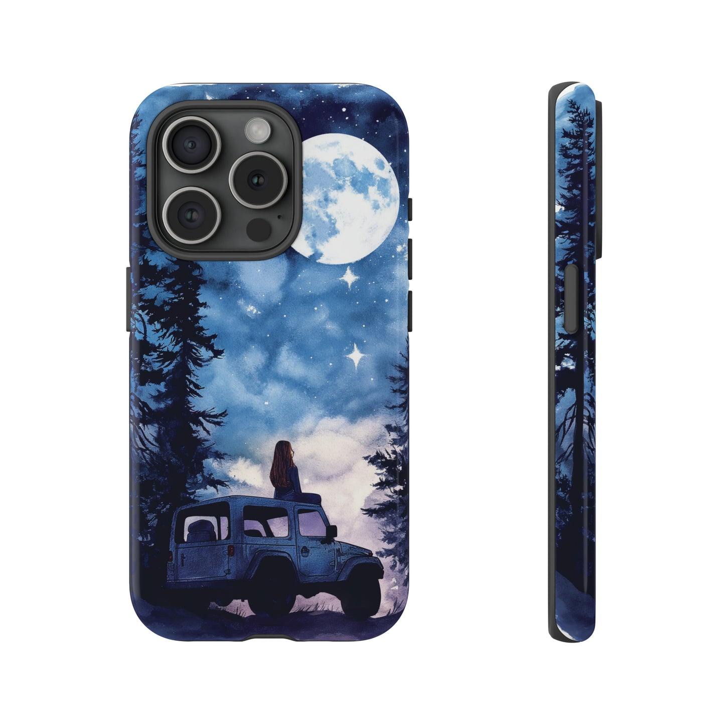 Forest Night Truck-Girl Traveler Watercolor Tough Phone Case