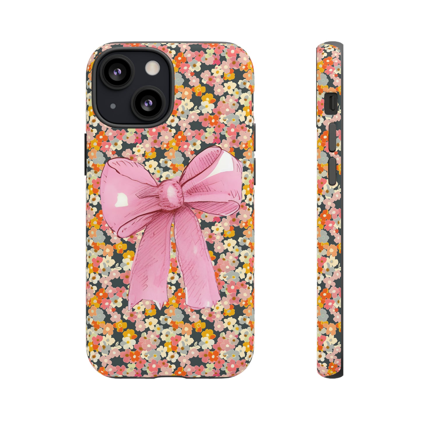 Pink Bow and Flower Pattern Collage Tough Phone Case