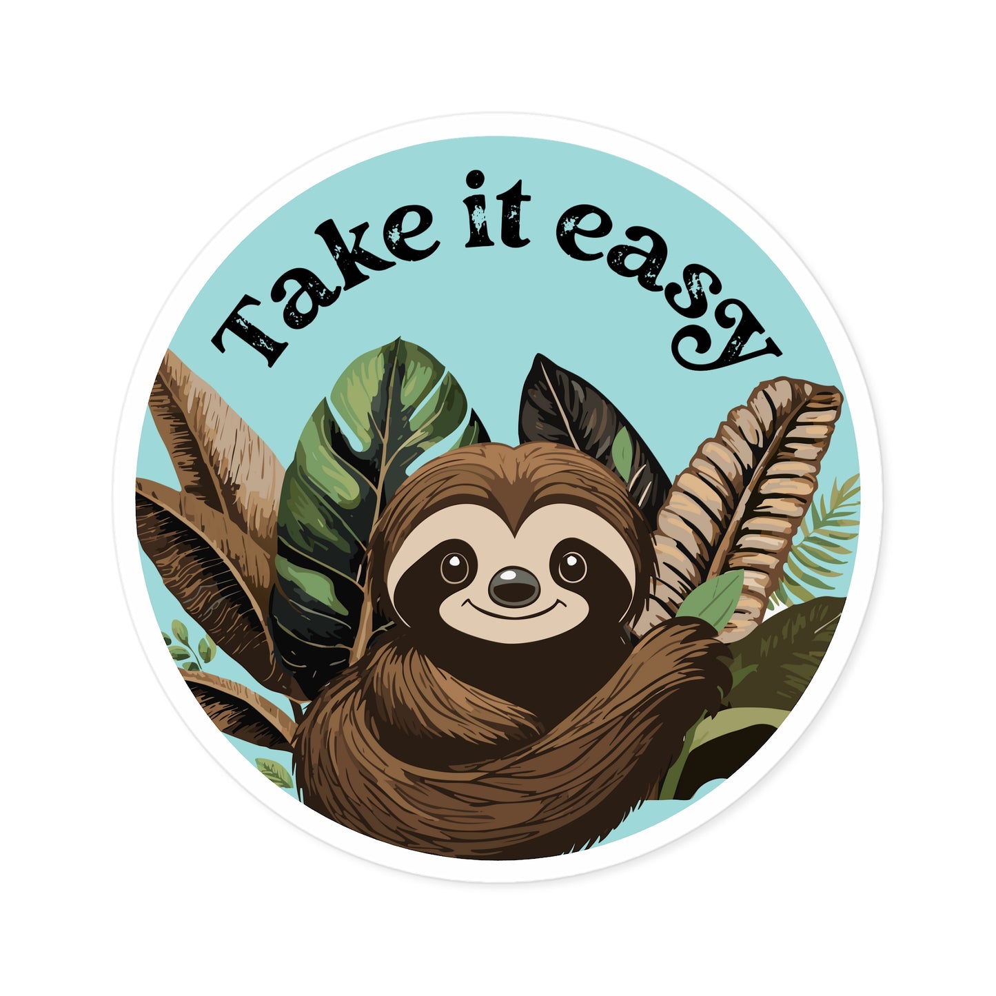 Take It Easy Sloth Indoor\Outdoor Round Vinyl Decal