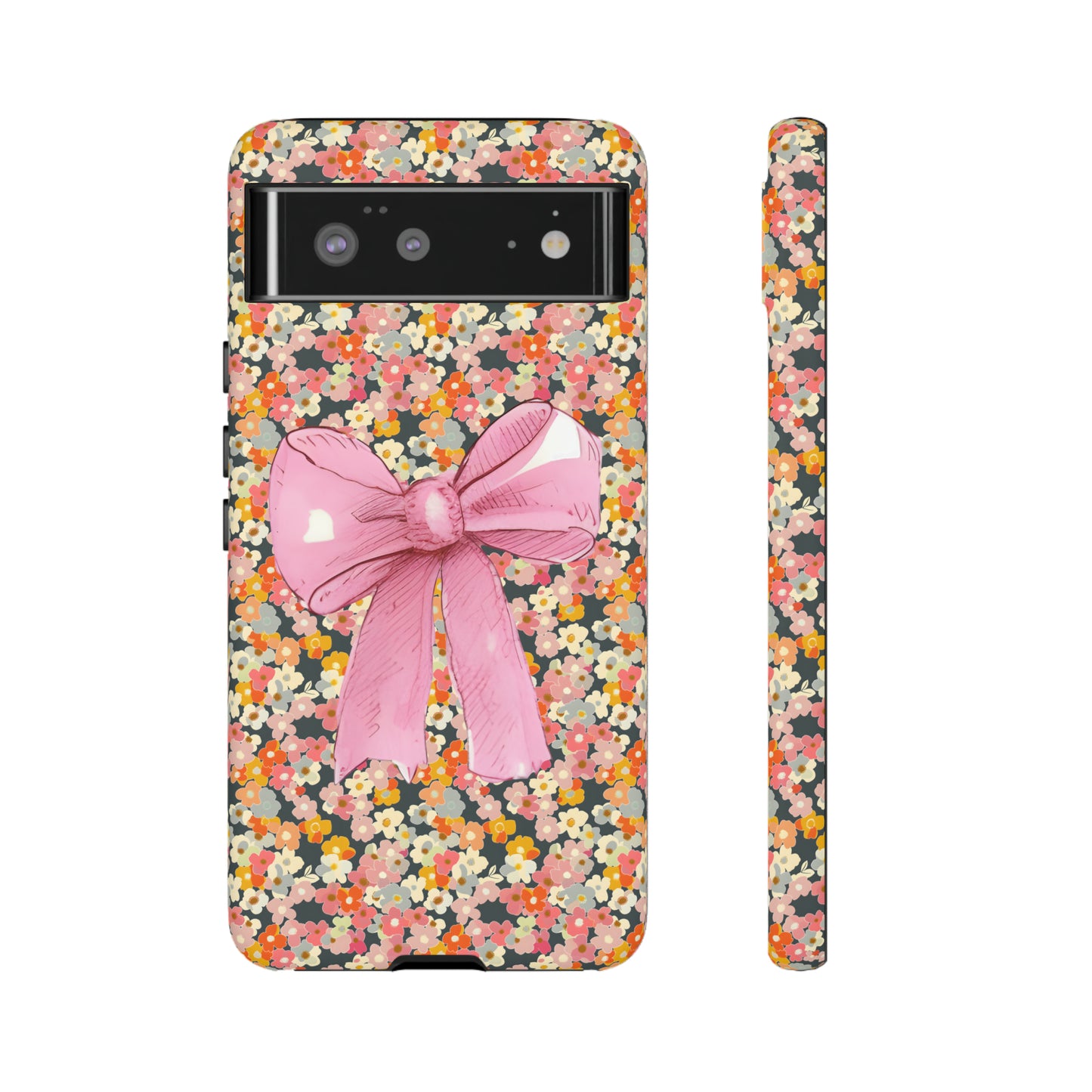 Pink Bow and Flower Pattern Collage Tough Phone Case