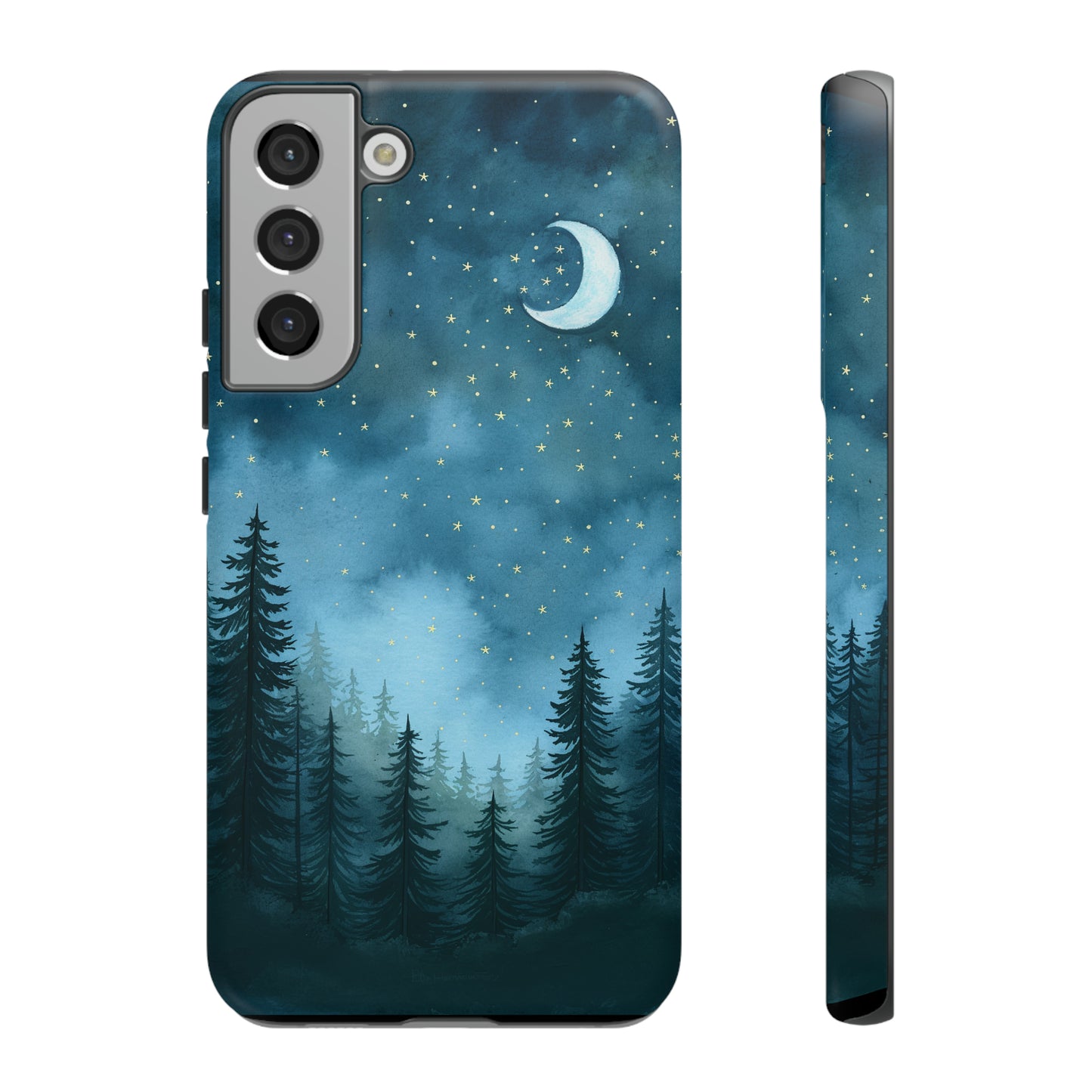 Forest Night Watercolor Tough Phone Case, Outdoors Smartphone Cover