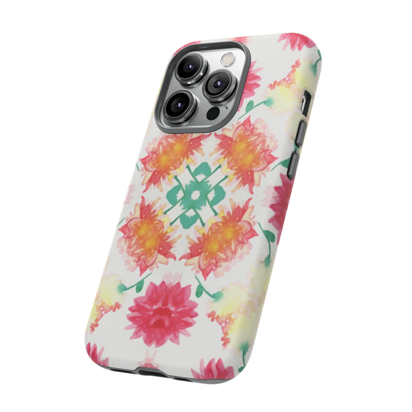 Sweet Magnolia Watercolor Tough Phone Case, Pink/Red Floral Smartphone Cover