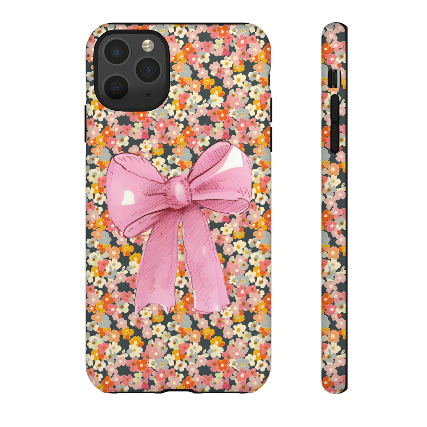 Pink Bow and Flower Pattern Collage Tough Phone Case