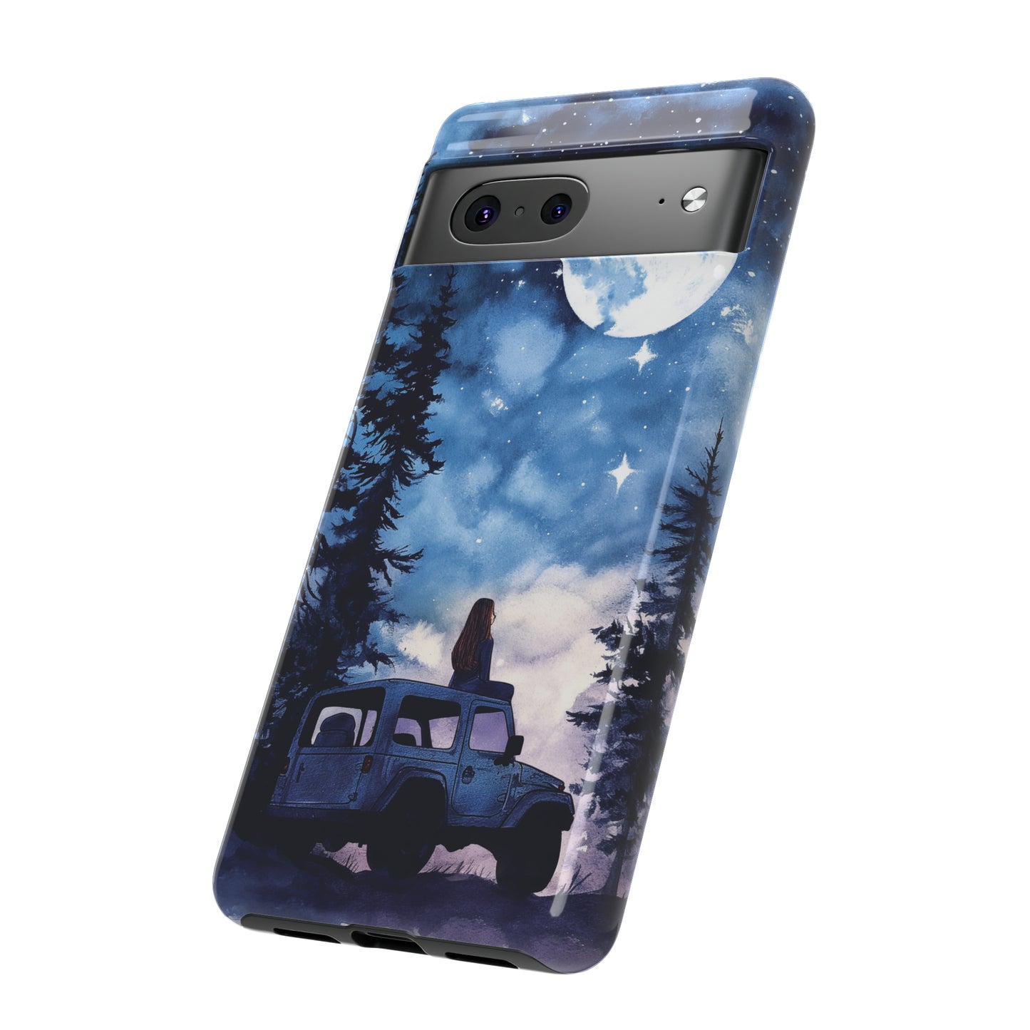 Forest Night Truck-Girl Traveler Watercolor Tough Phone Case