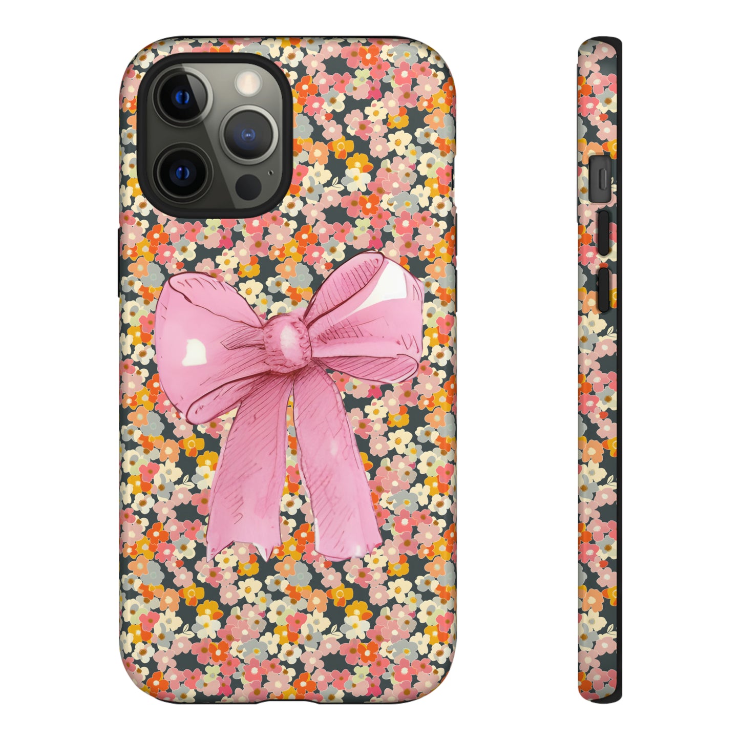 Pink Bow and Flower Pattern Collage Tough Phone Case