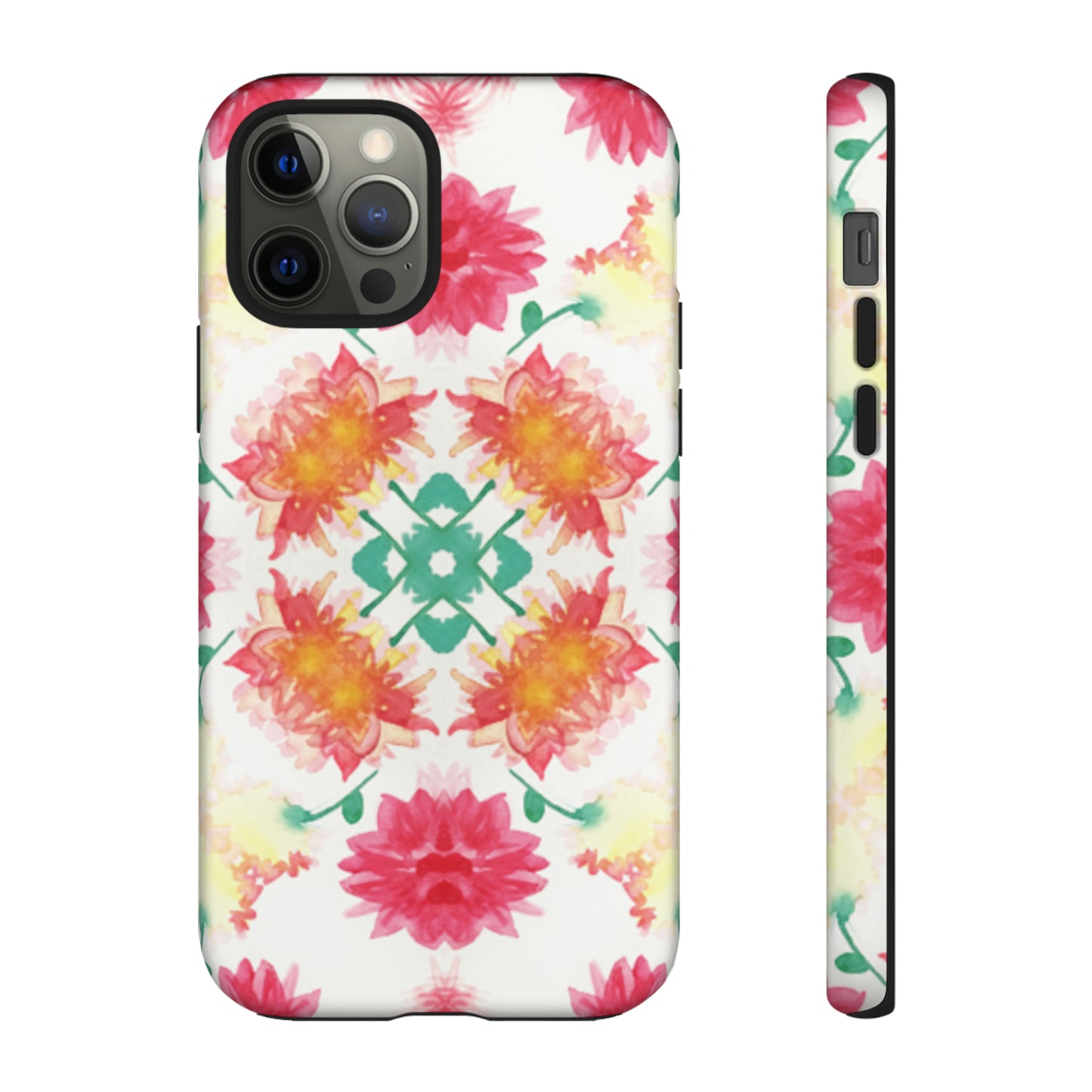 Sweet Magnolia Watercolor Tough Phone Case, Pink/Red Floral Smartphone Cover