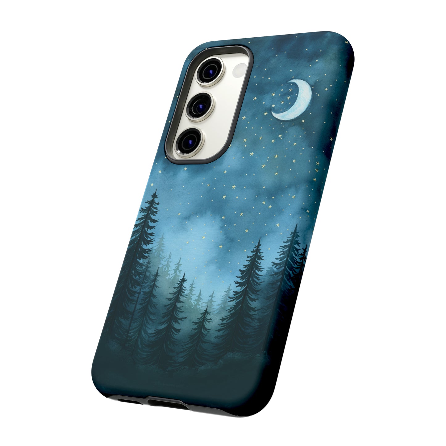 Forest Night Watercolor Tough Phone Case, Outdoors Smartphone Cover