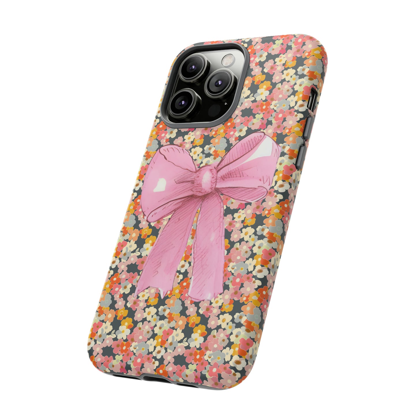 Pink Bow and Flower Pattern Collage Tough Phone Case