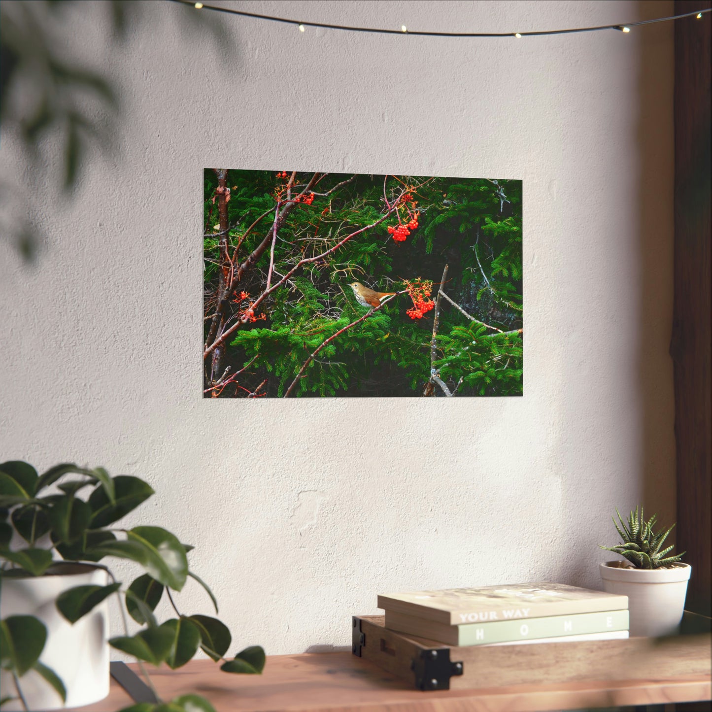 Vermont Forest Bird and Berries Matte Photo Poster