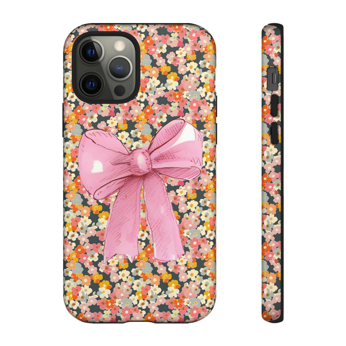 Pink Bow and Flower Pattern Collage Tough Phone Case