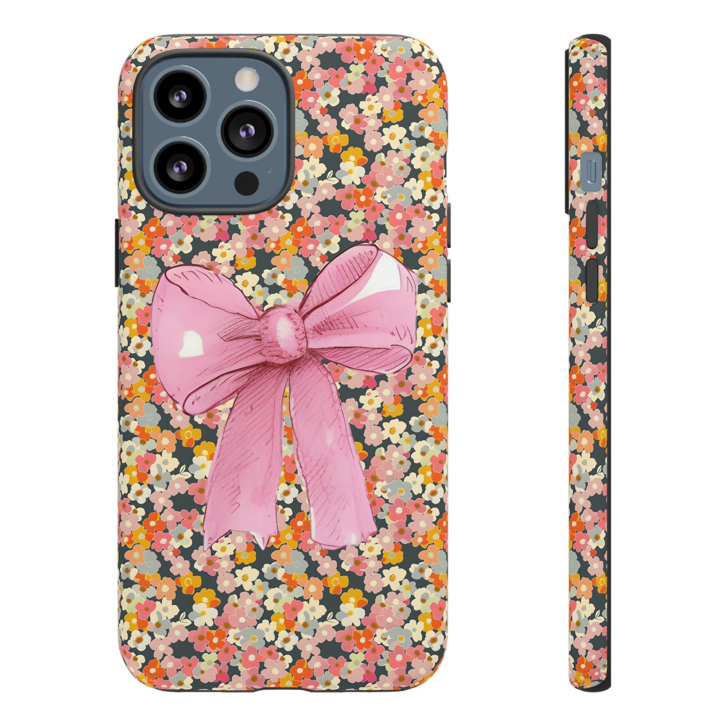 Pink Bow and Flower Pattern Collage Tough Phone Case