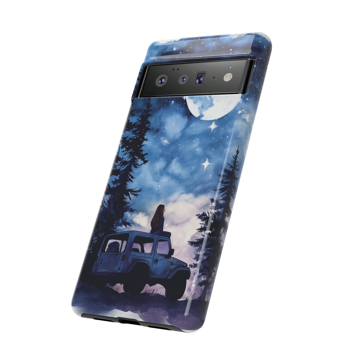 Forest Night Truck-Girl Traveler Watercolor Tough Phone Case