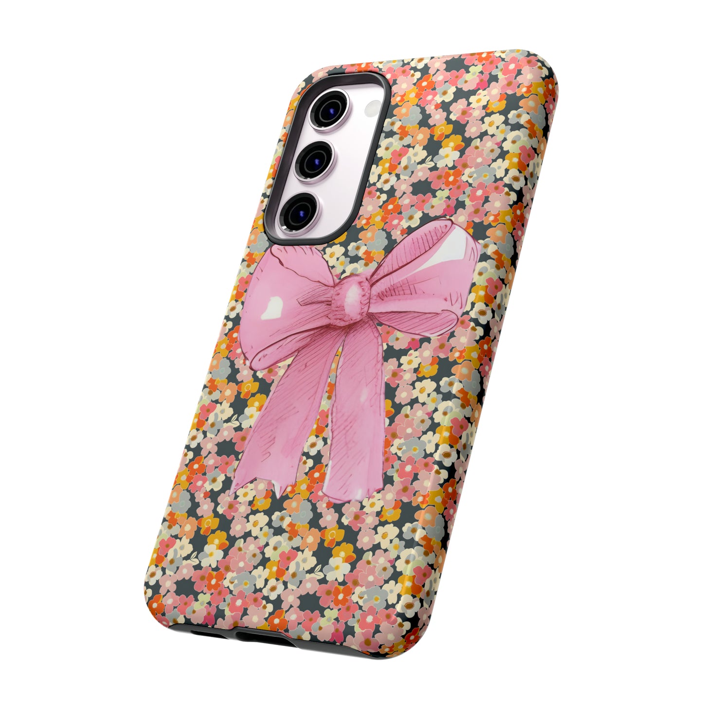 Pink Bow and Flower Pattern Collage Tough Phone Case