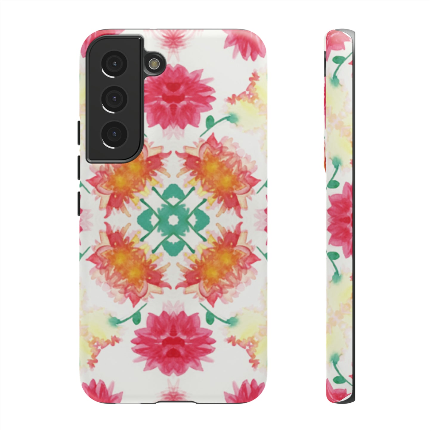 Sweet Magnolia Watercolor Tough Phone Case, Pink/Red Floral Smartphone Cover