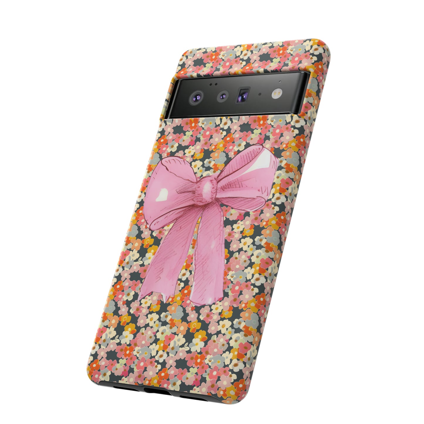 Pink Bow and Flower Pattern Collage Tough Phone Case