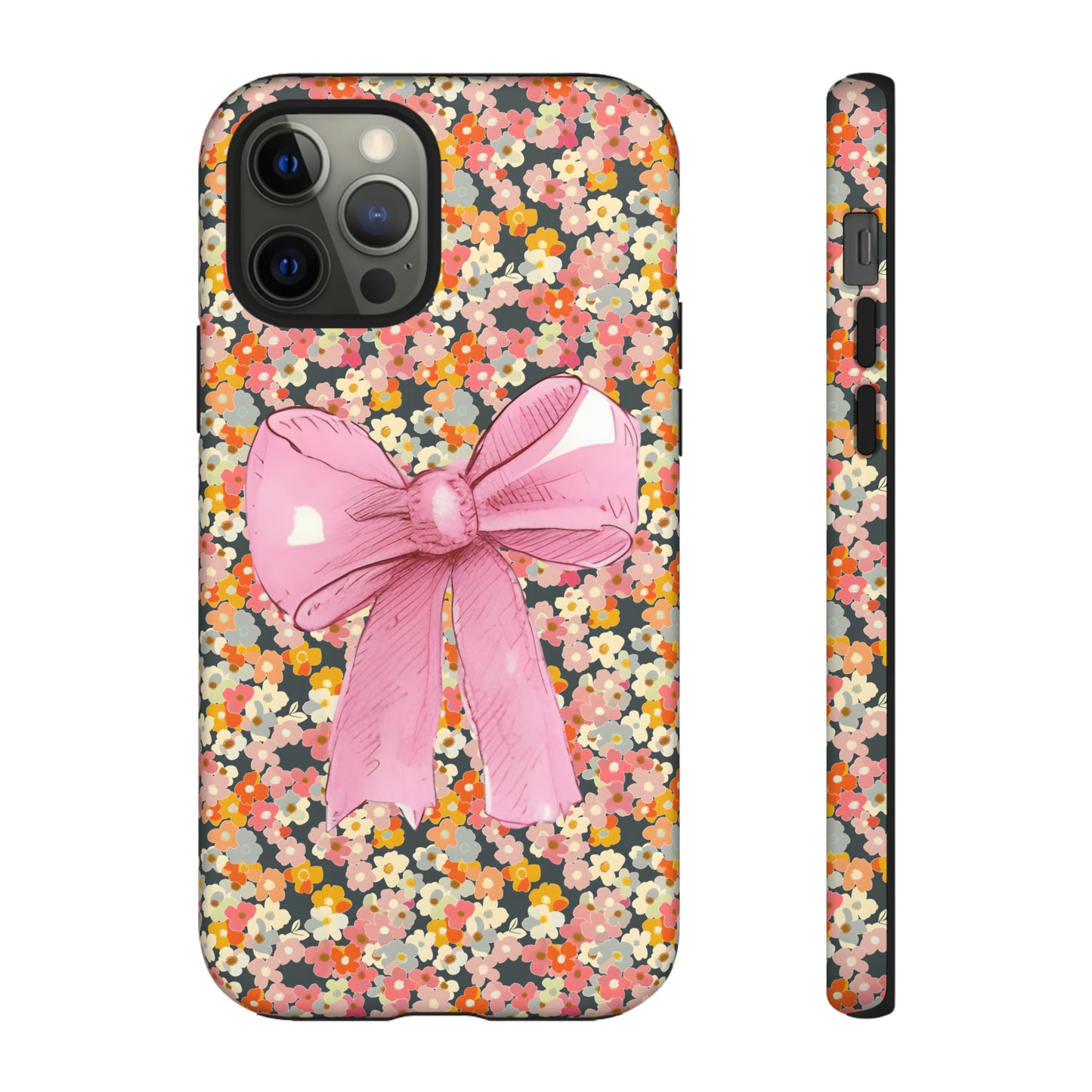 Pink Bow and Flower Pattern Collage Tough Phone Case