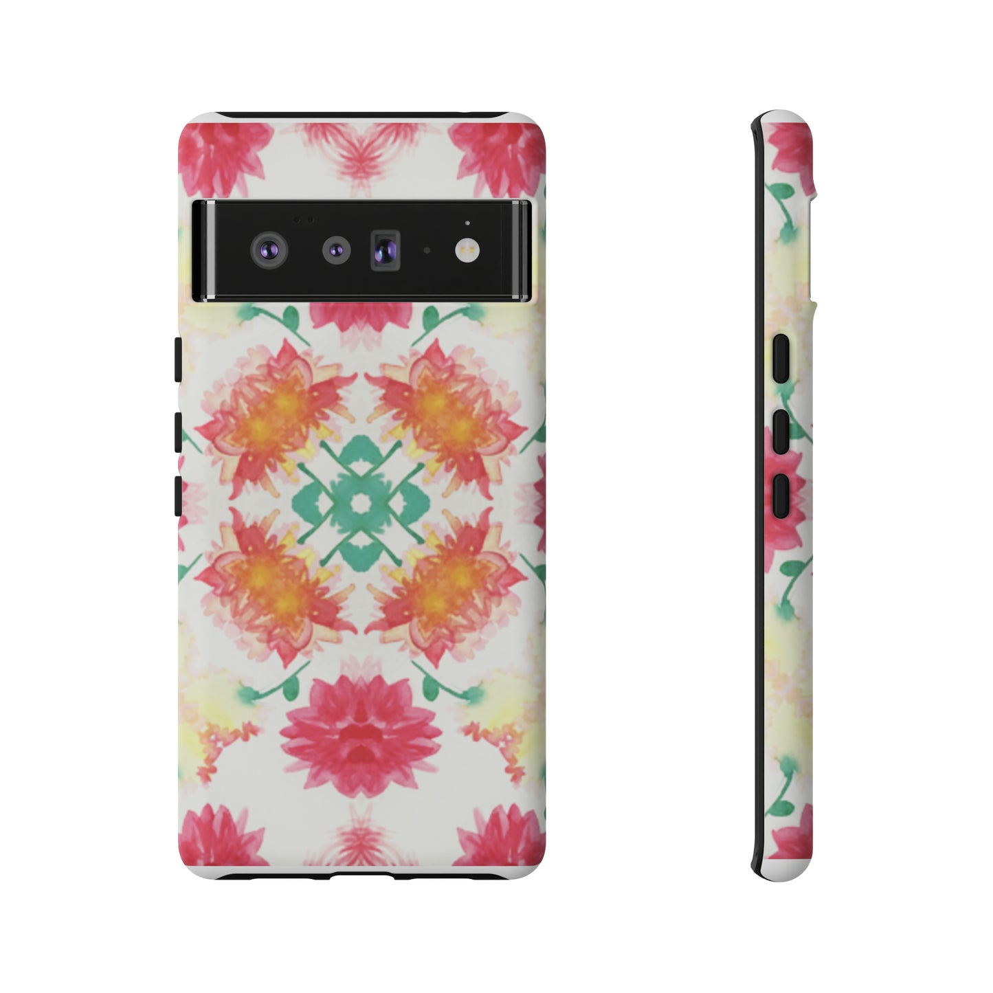 Sweet Magnolia Watercolor Tough Phone Case, Pink/Red Floral Smartphone Cover