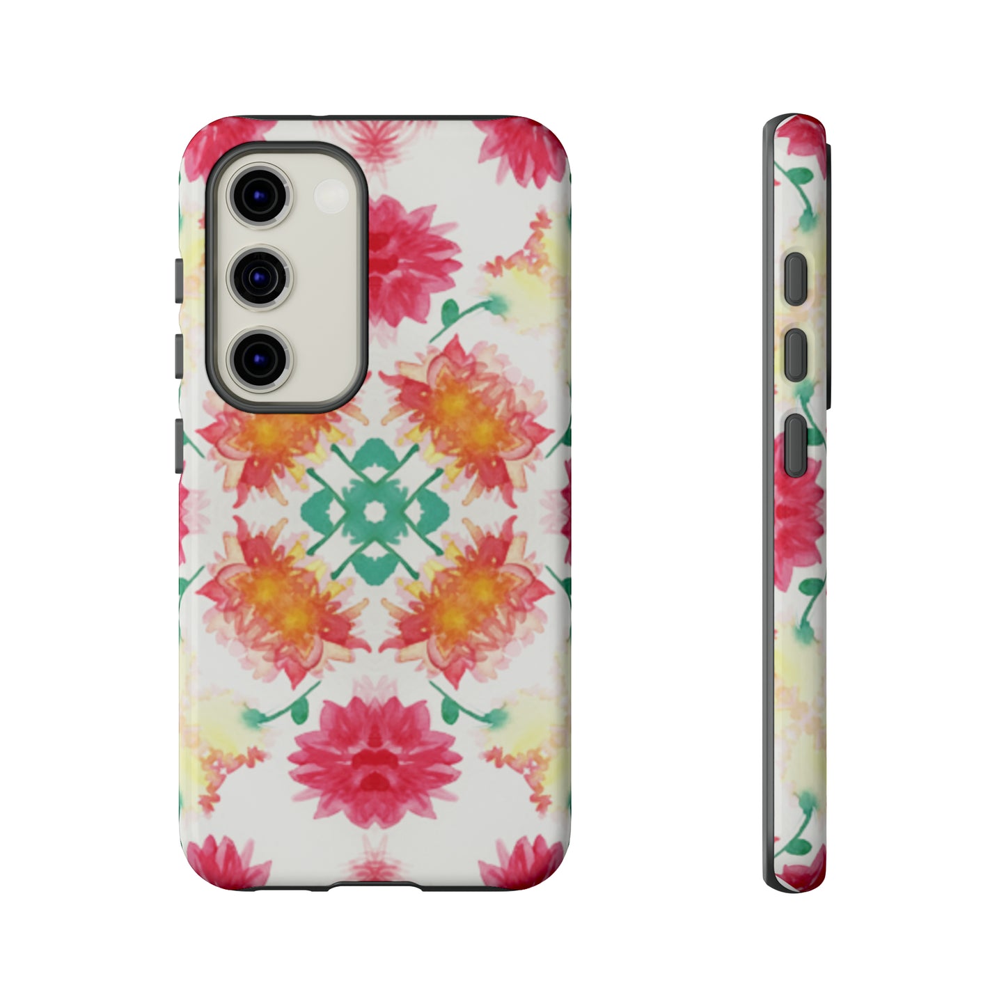 Sweet Magnolia Watercolor Tough Phone Case, Pink/Red Floral Smartphone Cover