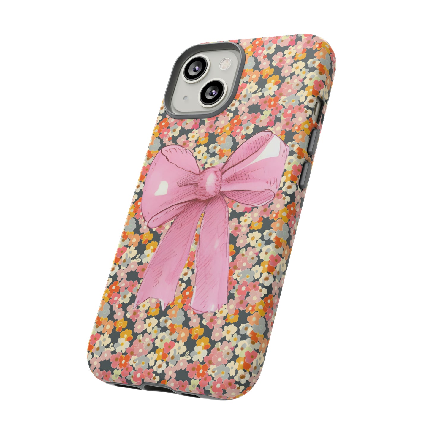 Pink Bow and Flower Pattern Collage Tough Phone Case