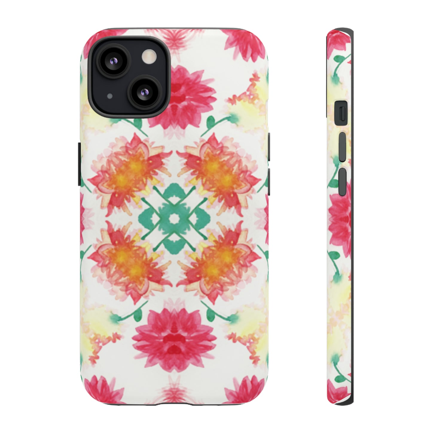 Sweet Magnolia Watercolor Tough Phone Case, Pink/Red Floral Smartphone Cover