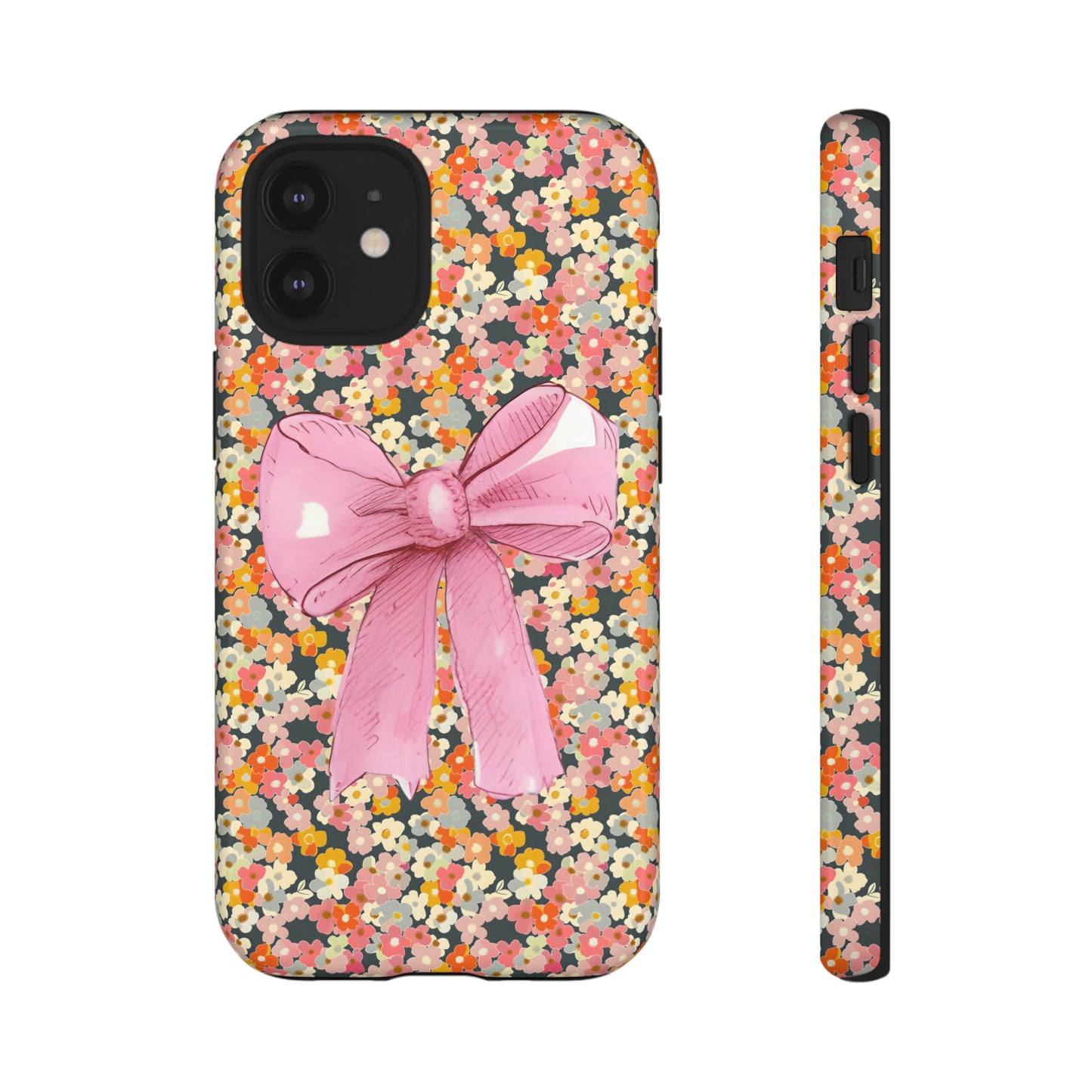 Pink Bow and Flower Pattern Collage Tough Phone Case