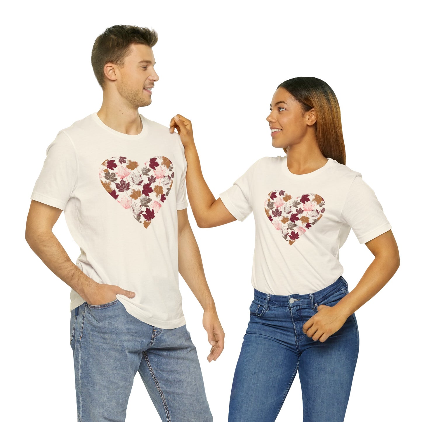 Fall Leaves Filled Heart Unisex Cotton Tee