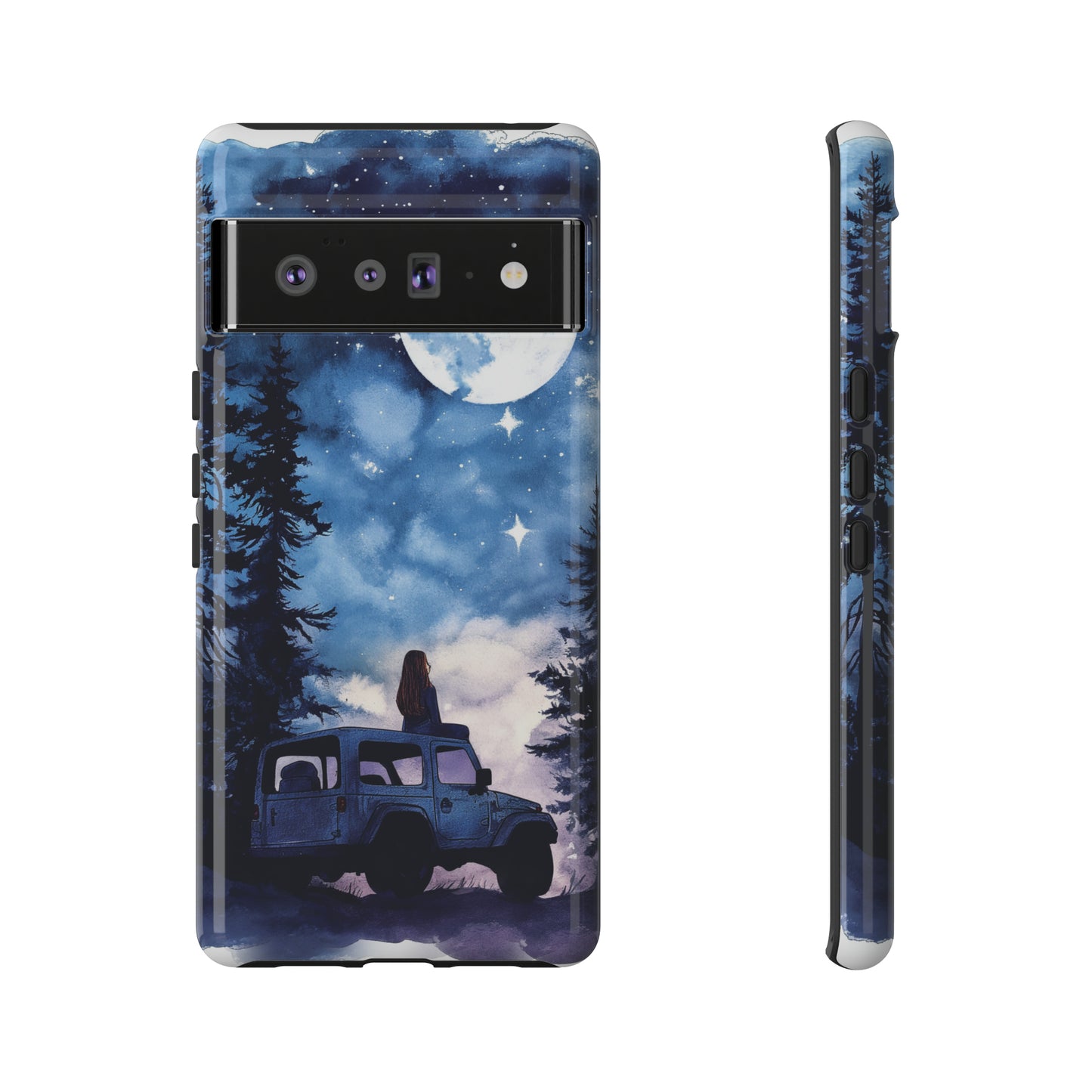 Forest Night Truck-Girl Traveler Watercolor Tough Phone Case