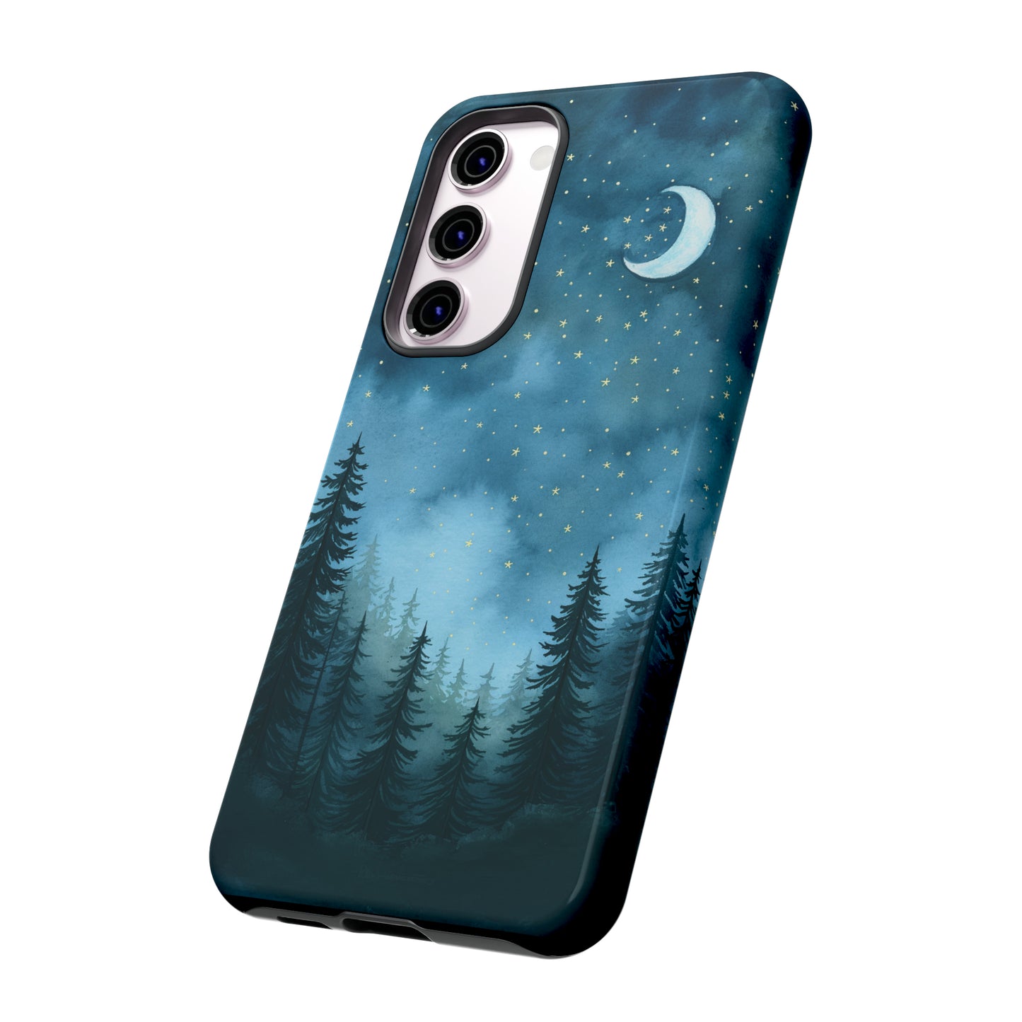 Forest Night Watercolor Tough Phone Case, Outdoors Smartphone Cover